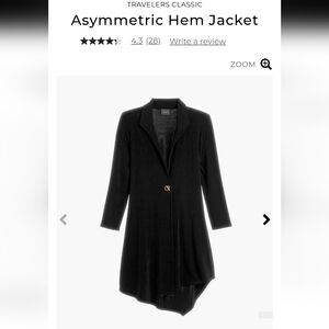 NWT TRAVELERS CLASSICA symmetric Hem Jacket black sz 3